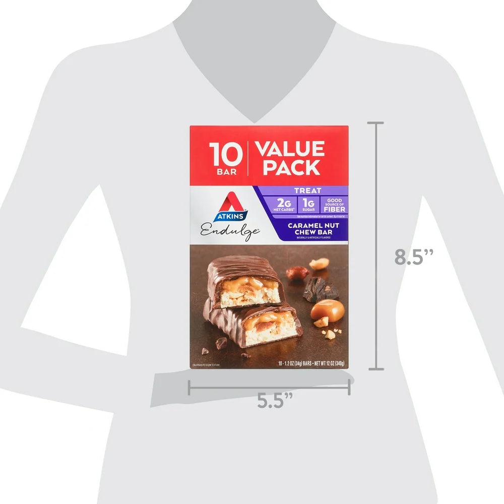 Atkins Endulge Treat, Caramel Nut Chew Bar, Keto Friendly, 10 Ct (Value Pk)