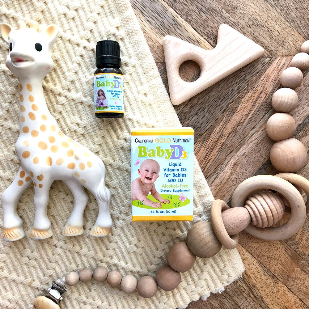 California Gold Nutrition Baby Vitamin D3 Liquid, 10 Mcg (400 IU), 0.34 Fl Oz (10 Ml), 3 Pack