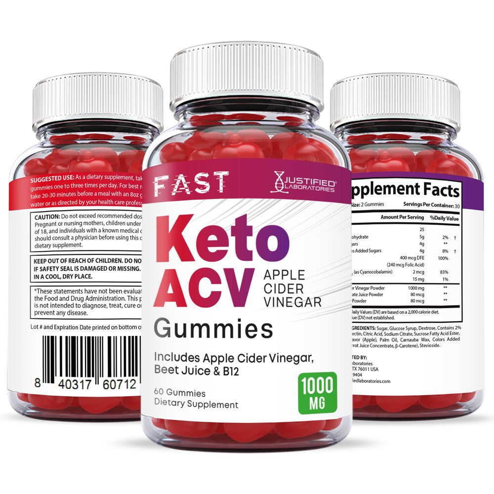(2 Pack) Fast Keto ACV Gummies 1000MG Dietary Supplement 120 Gummys - Nutricity.com.au