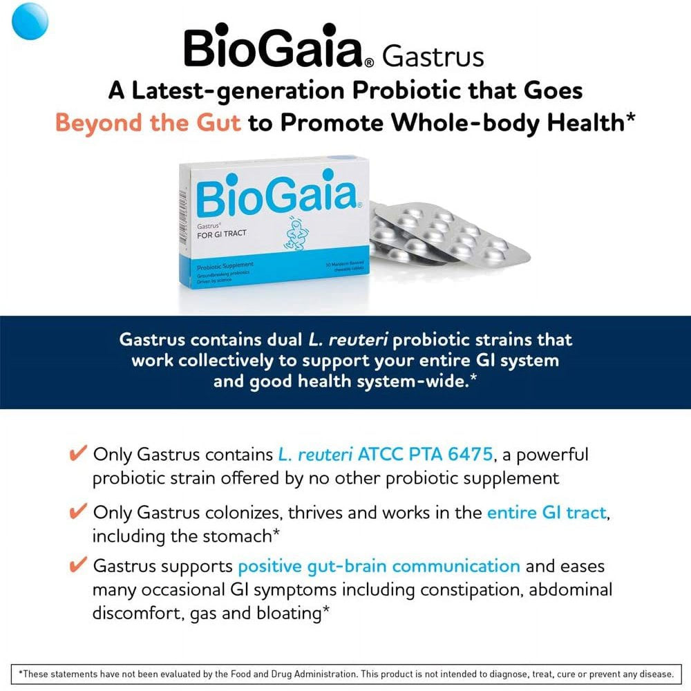 Biogaia Gastrus Chewable Tablets 30 Ea (Pack of 2)