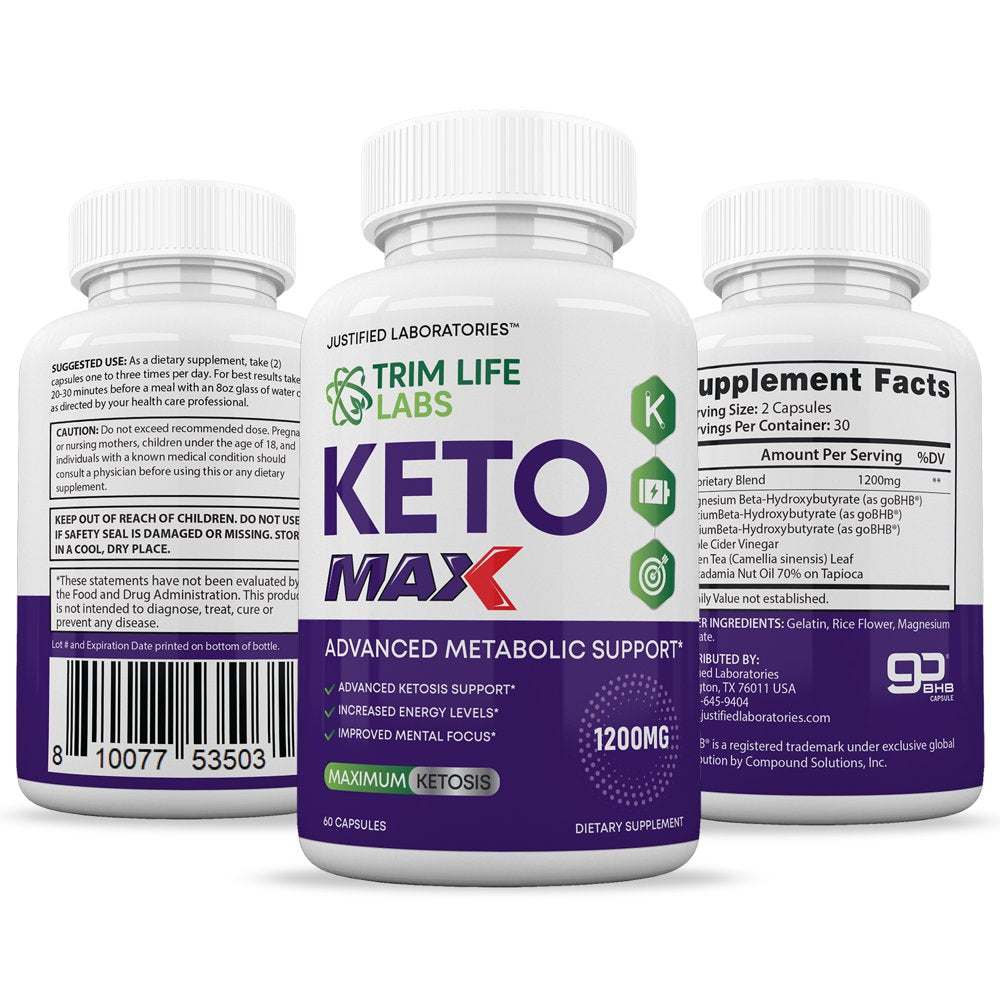 (2 Pack) Trim Life Labs Keto Max 1200MG Includes Gobhb Dietary Supplement 120 Capsules - Nutricity.com.au