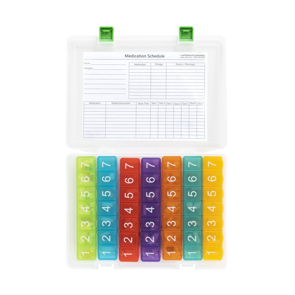 E-Pill 7 Times a Day X 7 Day Weekly Pill Organizer with Clear Case