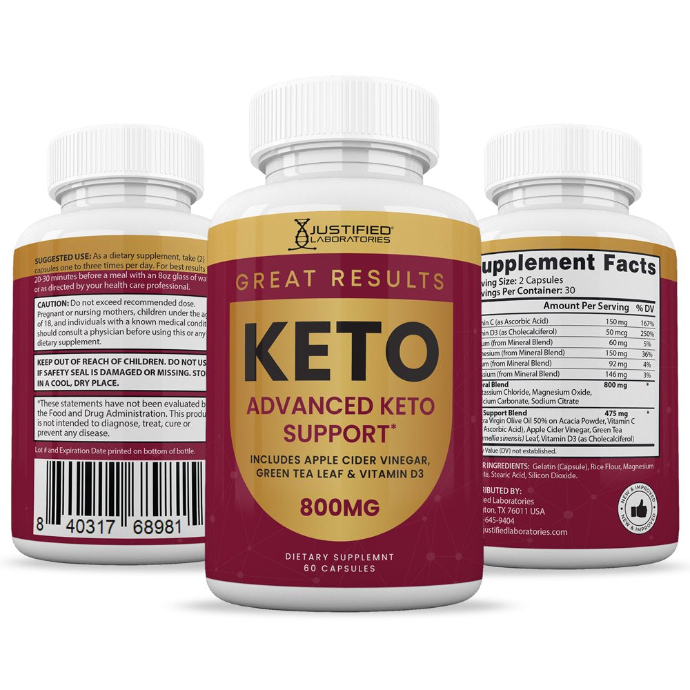 (10 Pack) Justified Laboratories Great Results Keto ACV Pills 1275Mg Dietary Supplement 600 Capsules - Nutricity.com.au
