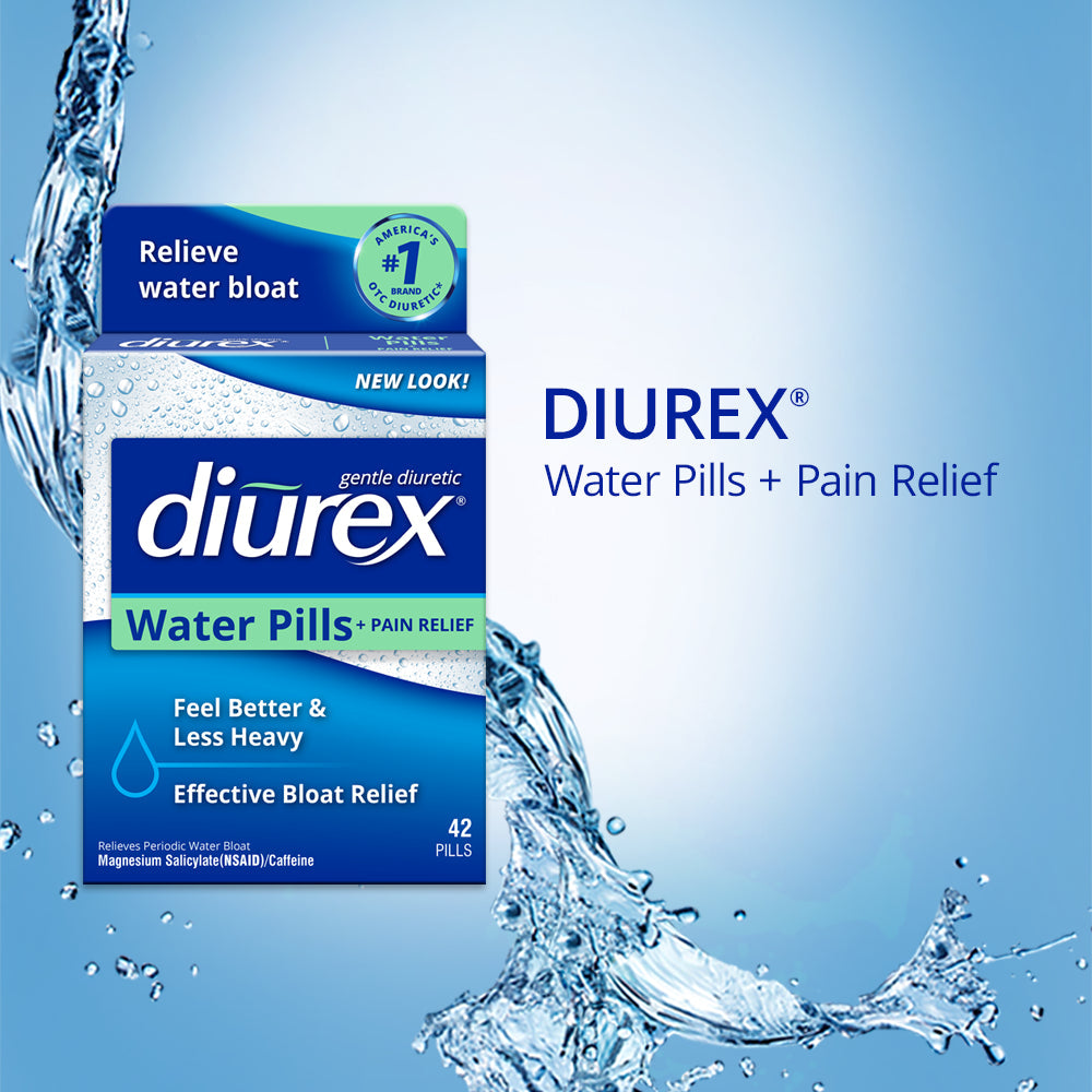 Diurex Water Pills + Pain Relief - Relieve Water Bloat, Cramps, & Fatigue - 42 Ct
