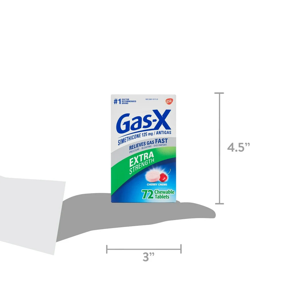 Gas-X Extra Strength Cherry Chewable Tablet for Fast Gas Relief, 72 Count