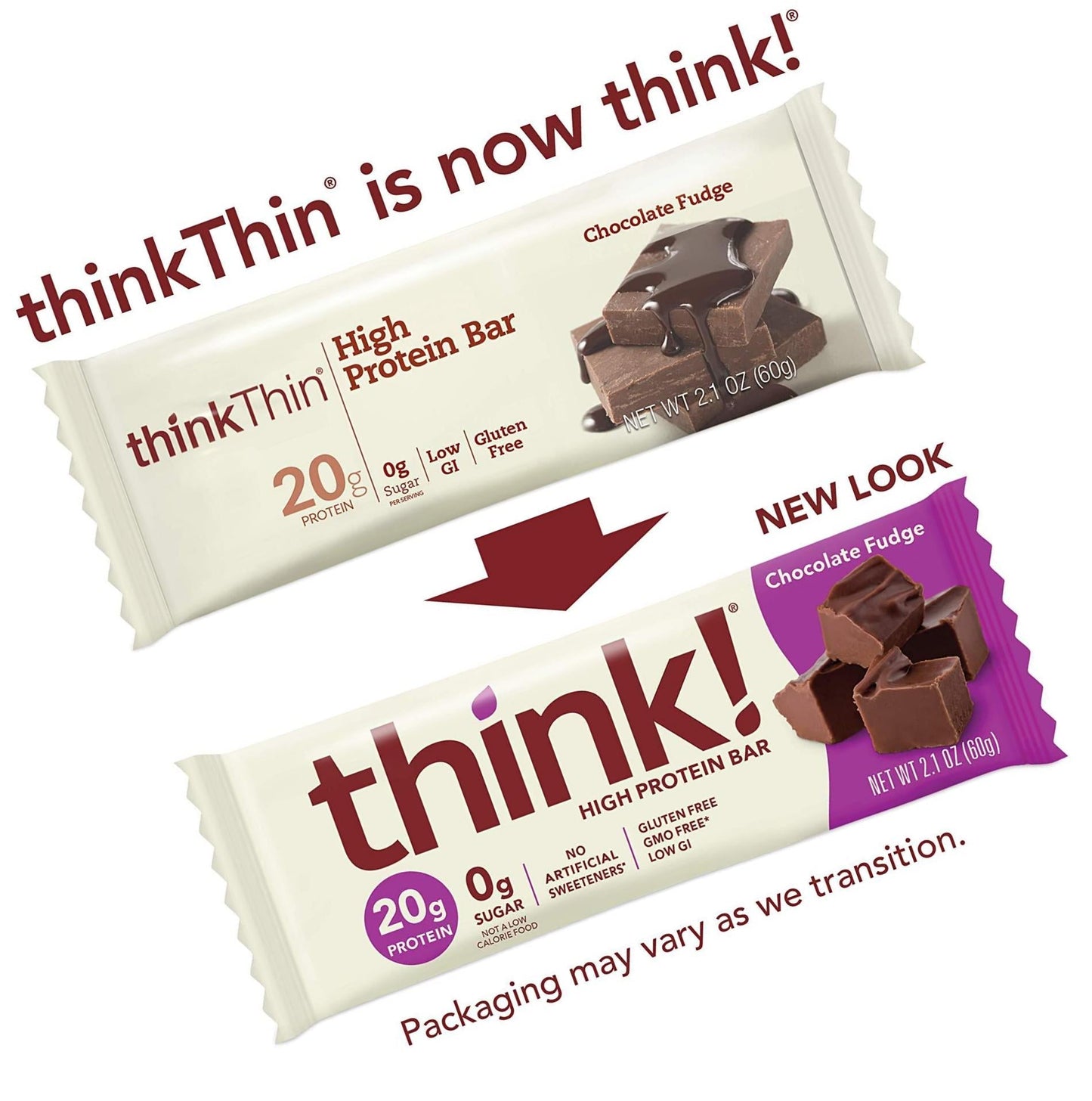 thinkThin High Protein Bars, Chocolate Fudge 2.1 oz Bar (10 Count)