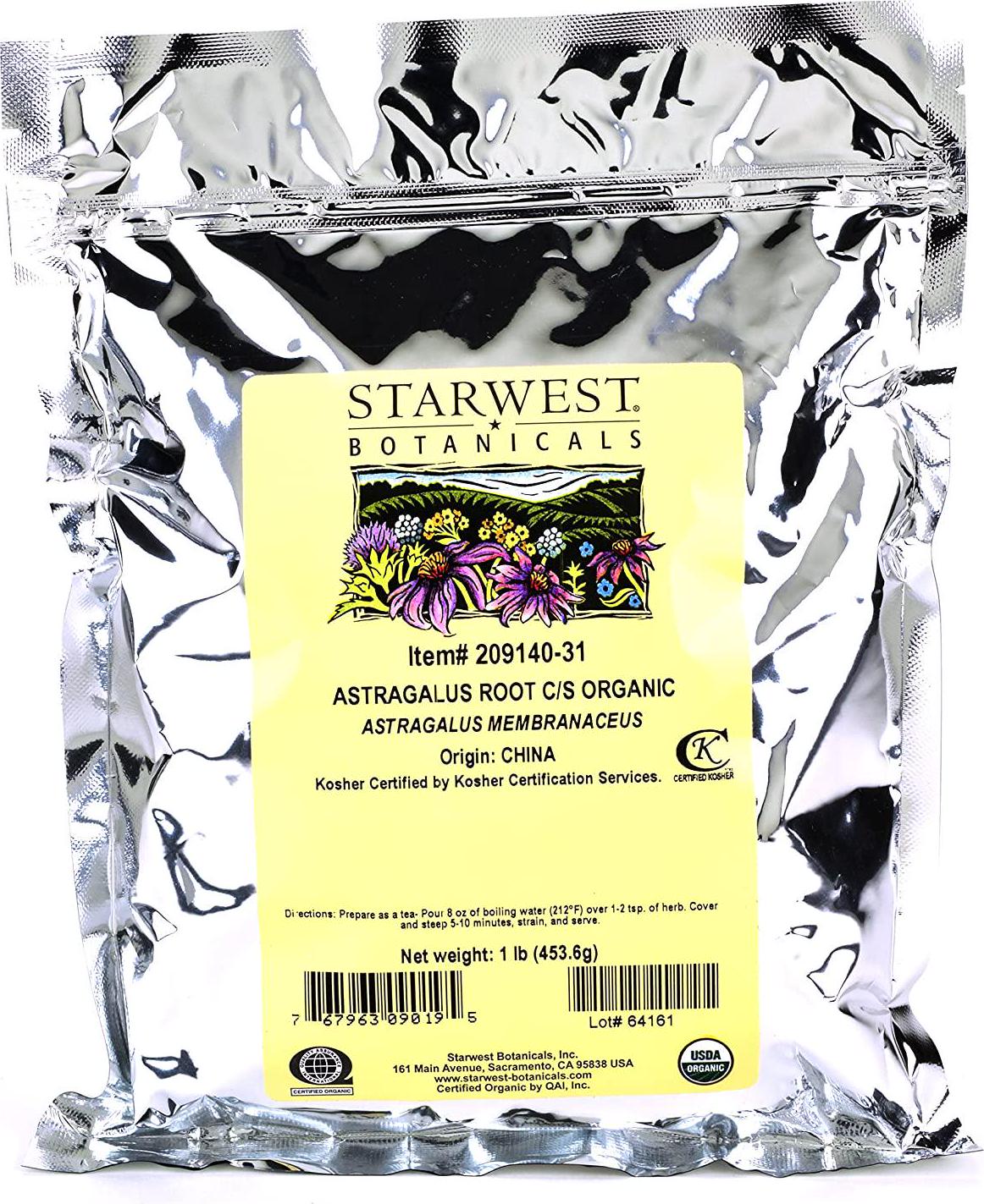 Starwest Botanicals Organic Astragalus Root Cut And Sifted, 1 Pound Bu