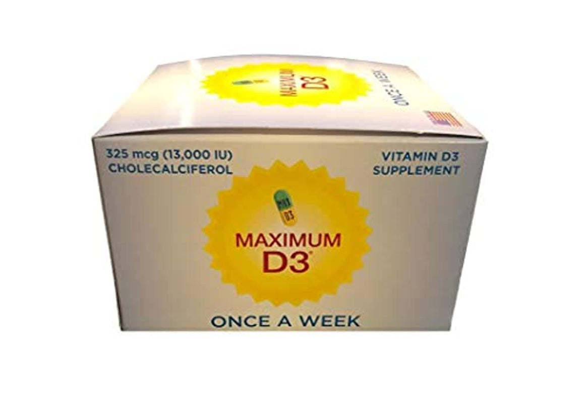 Maximum D3 13,000 IU Box, 60 Capsules Total (1 Box with 12 Cards X 5 Capsules per Card), 60-Weeks Supply