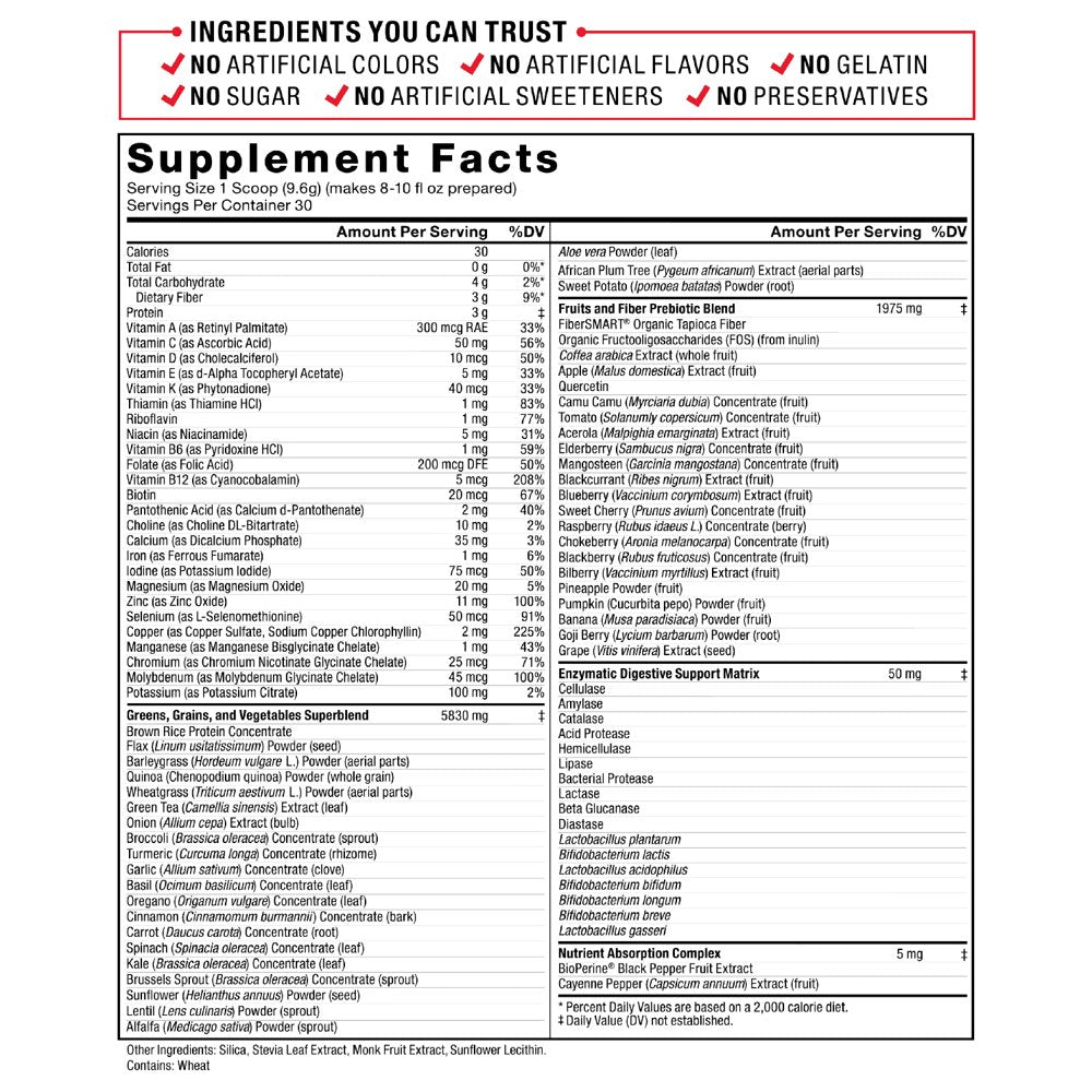 Force Factor Smarter Greens Daily Wellness Greens Powder, Superfood Greens Supplement, 30 Servings