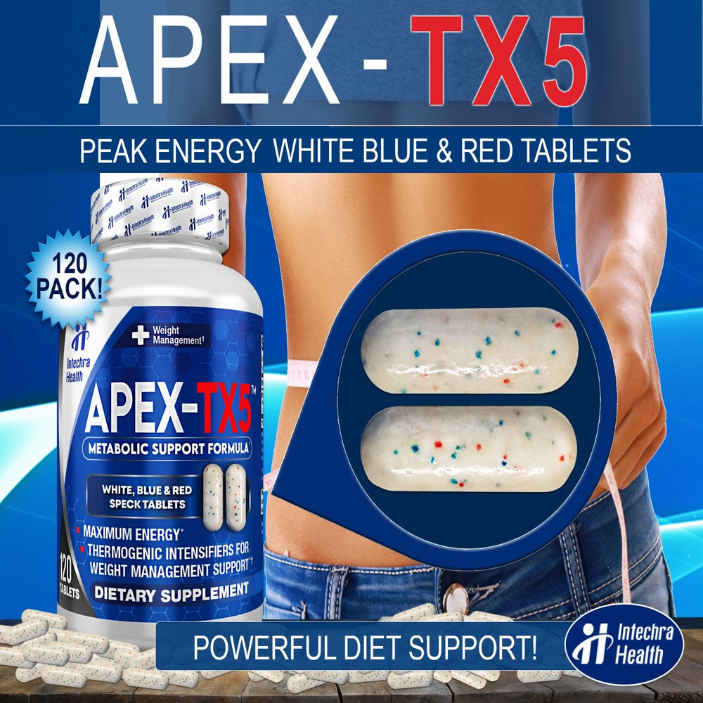 Apex-Tx5 Weight Management Diet Pills & Ultra Energy Supplement, 120 Tablets - Intechra Health