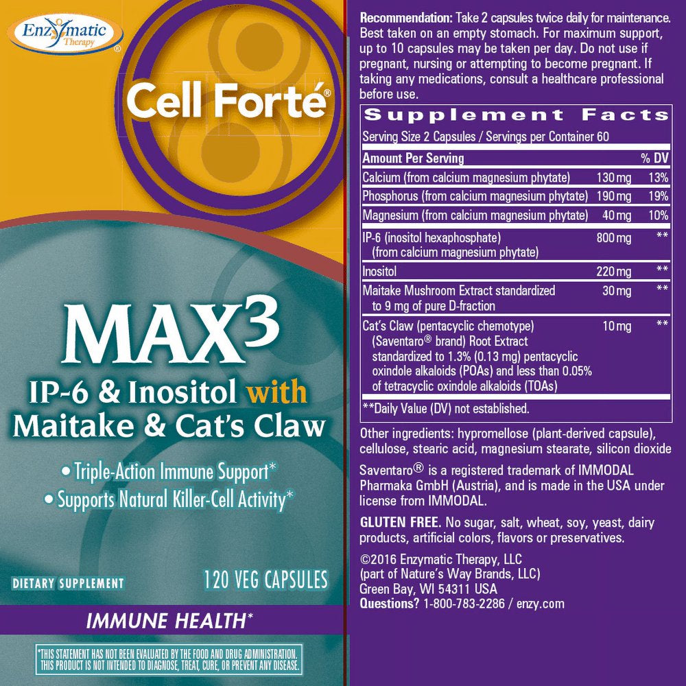 Enzymatic Therapy Cell Fort? MAX3 Capsules, 120 Ct