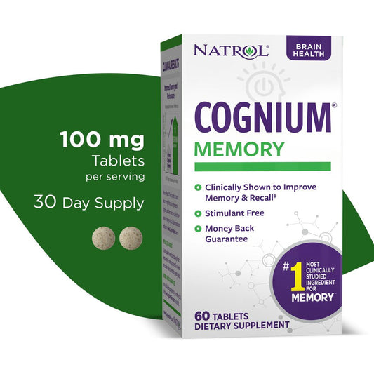 Natrol Cognium Memory Tablets, Brain Health Support Supplement, 100Mg, 60 Count