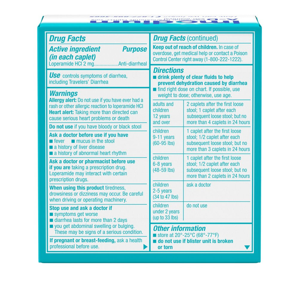 Imodium A-D Diarrhea Relief Caplets, Loperamide Hydrochloride, 24 Ct.