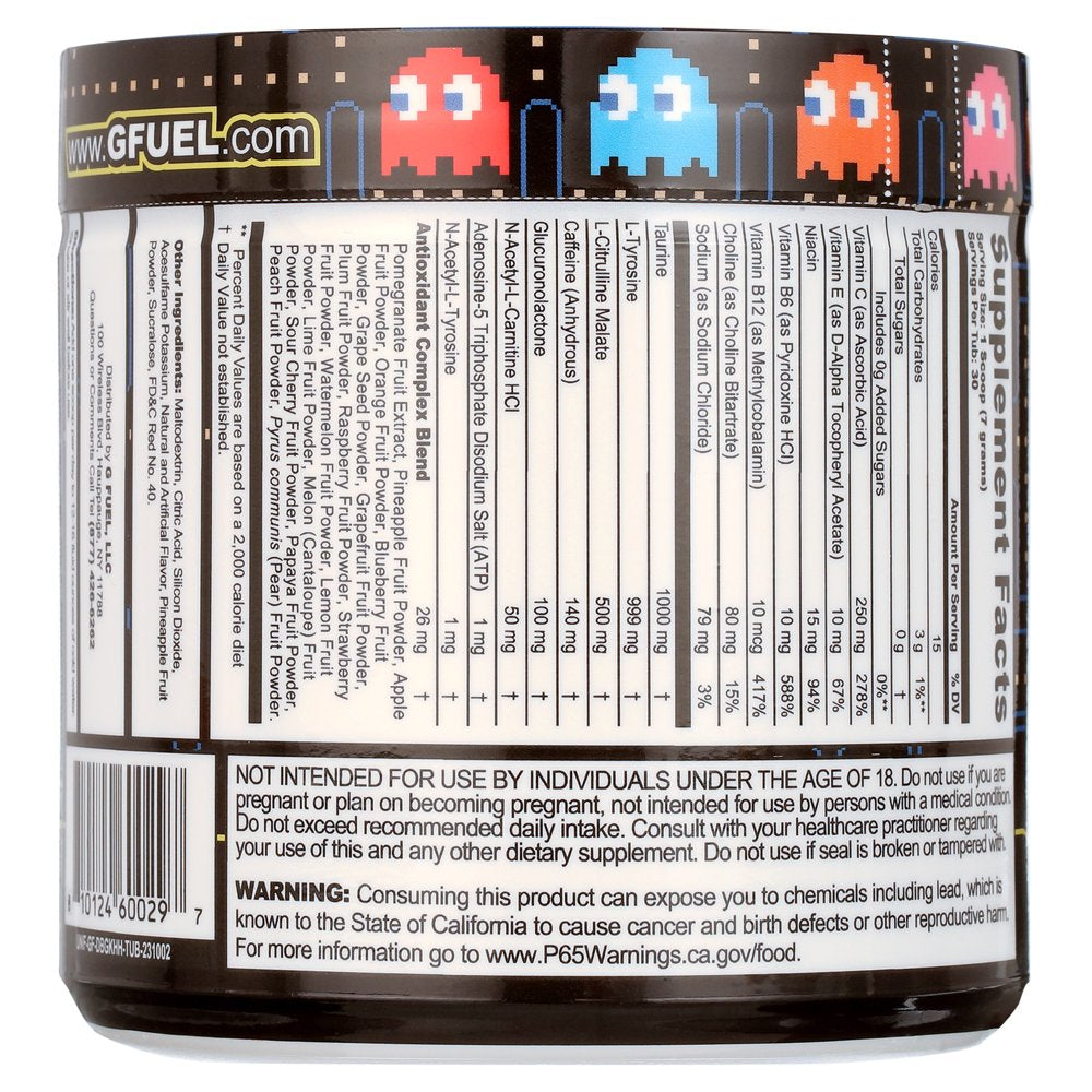G Fuel Pac-Man Energy Supplement Powder, Cherry Lollipop Flavor, 30 Servings