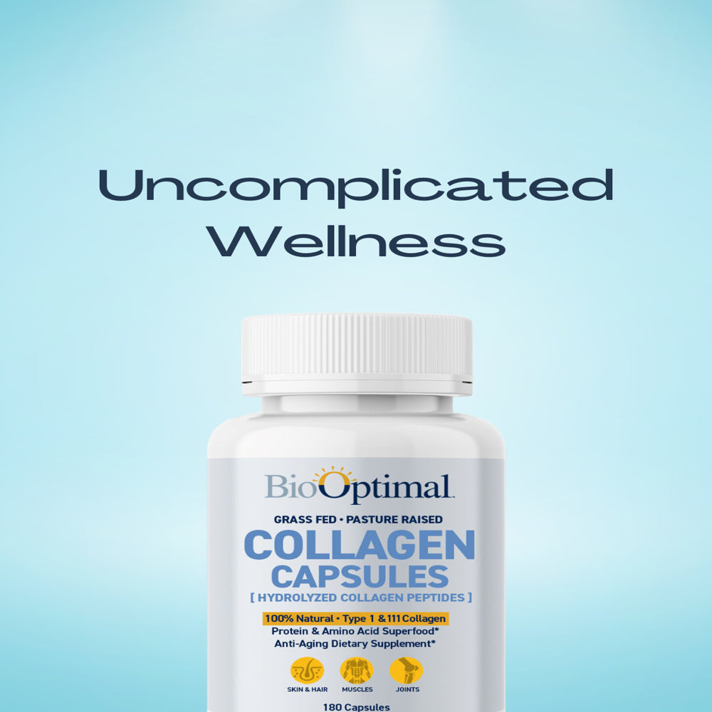 Biooptimal Collagen Pills - Collagen Supplements, 180 Capsules, Benefits Skin, Hair, Nails & Joints, Unisex Adult, Grass Fed, Non-Gmo
