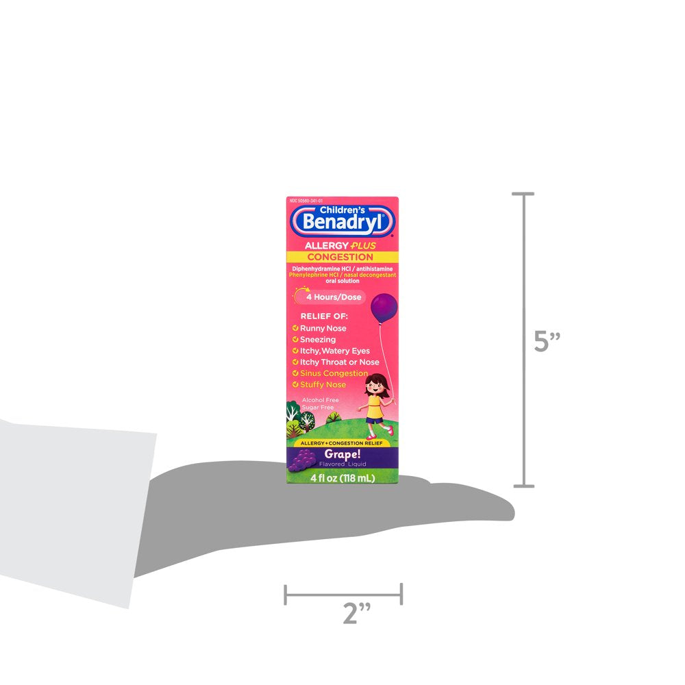 Children'S Allergy plus Congestion Relief Liquid, Grape, 4 Fl. Oz