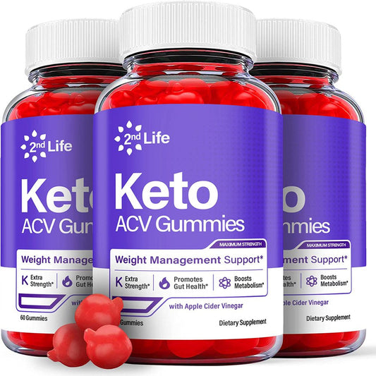 (3 Pack) 2Nd Life Keto ACV Gummies - Supplement for Weight Loss - Energy & Focus Boosting Dietary Supplements for Weight Management & Metabolism - Fat Burn - 180 Gummies - Nutricity.com.au
