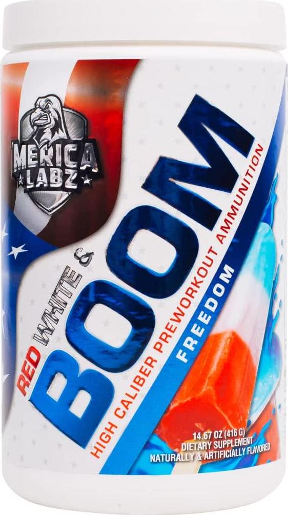'Merica Labz Red, White, and Boom, High Caliber Pre Workout with VasoDrive-APÂ , 350mg Caffeine, Max Energy, Pump and Focus, Increased Blood Flow and Muscle Volume, 20 Servings (Freedom) - Nutricity.com.au