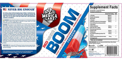 &#039;Merica Labz Red, White, and Boom, High Caliber Pre Workout with VasoDrive-APÂ , 350mg Caffeine, Max Energy, Pump and Focus, Increased Blood Flow and Muscle Volume, 20 Servings (Freedom)