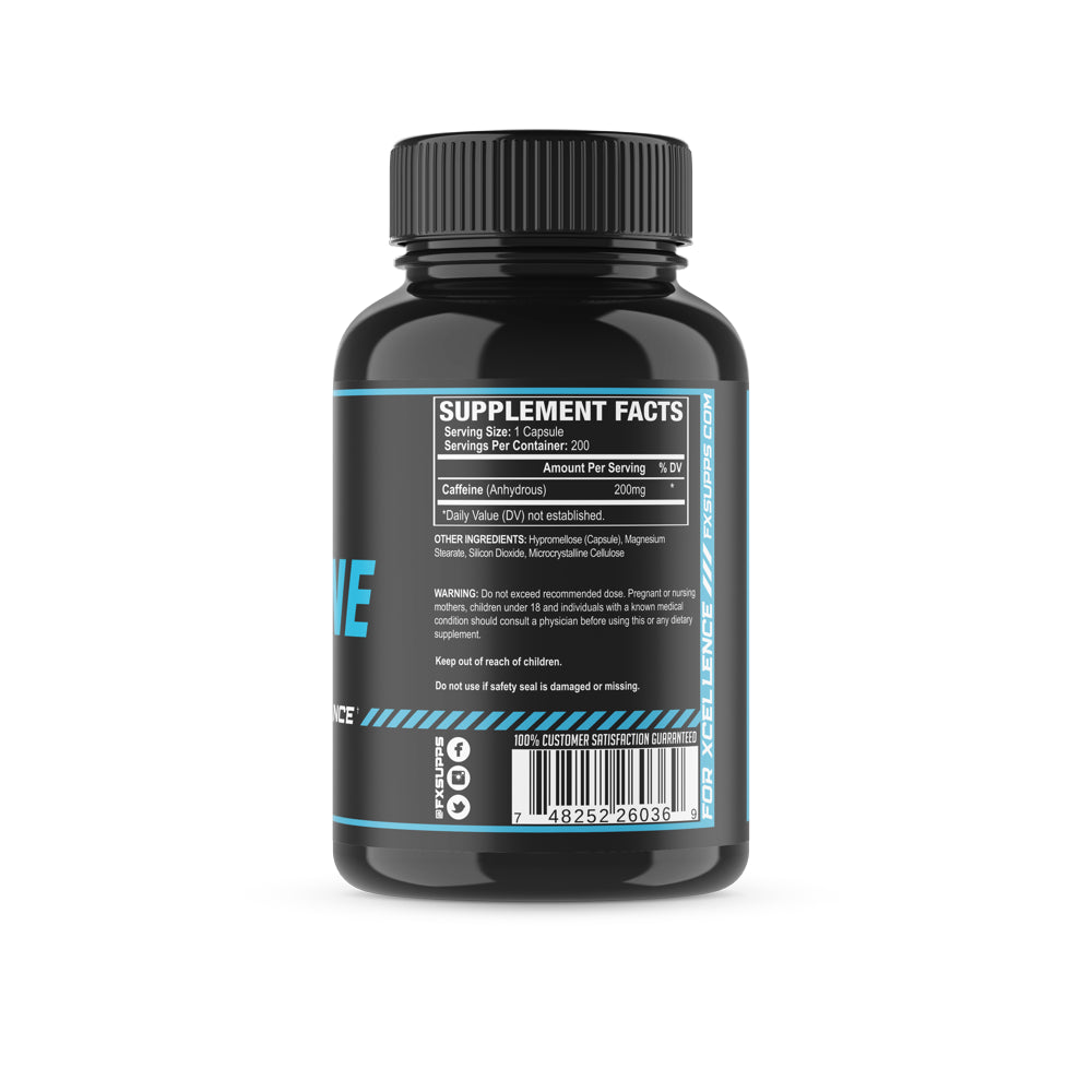 FX Supps Caffeine Pills for Energy, Focus, and Mental Clarity, 200Mg per Serving, 200 Capsules