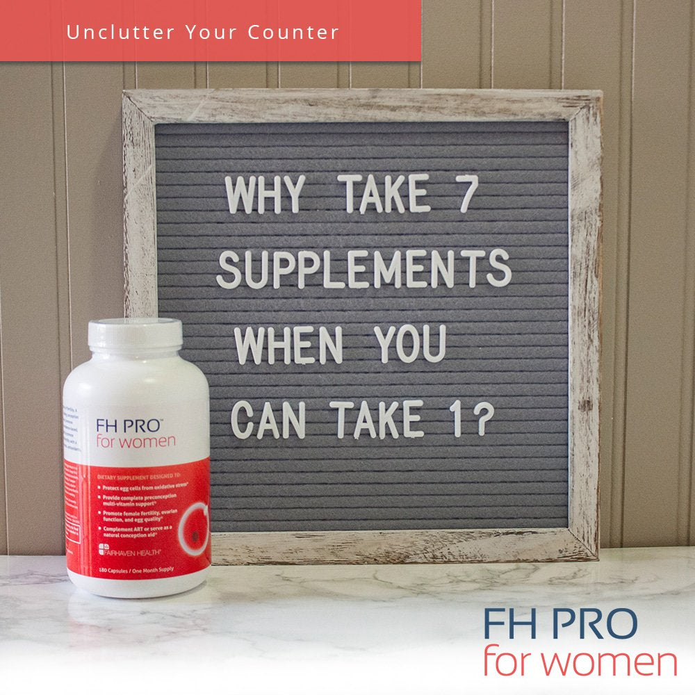 Fairhaven Health FH PRO for Women, Female Fertility Supplement and Prenatal Multivitamin to Support Regular Menstrual Cycles and Egg Health, 180 Vegetarian Capsules