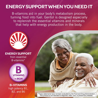 Geritol, Liquid Vitamin and Iron Supplement, Energy Support, Contains High Potency B-Vitamins and Iron, Pleasant Tasting, Easy to Swallow, No Artificial Sweeteners, Non-Gmo, 12 Oz