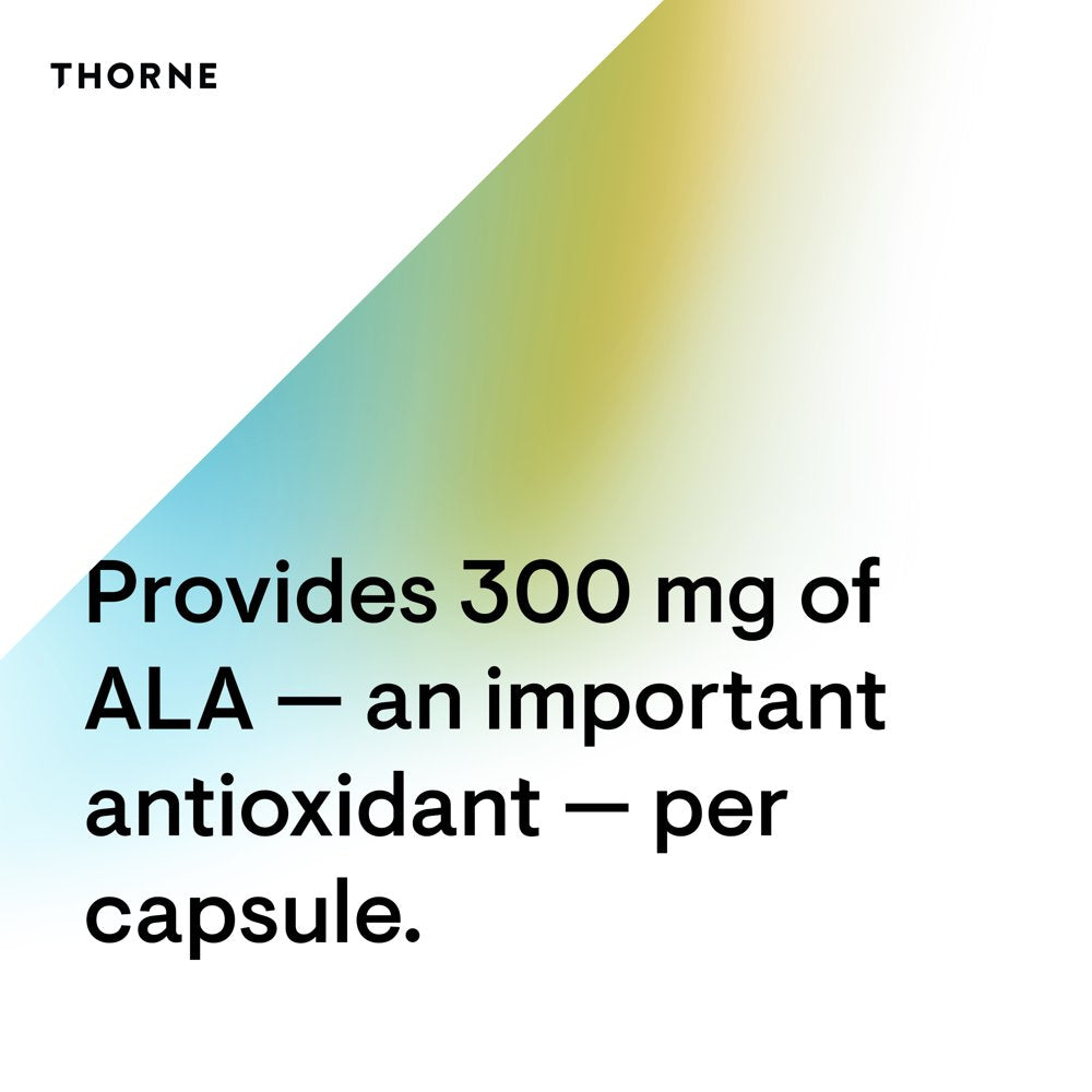 Thorne Alpha-Lipoic Acid, 300 Mg, Supplement Liver Detox, Antioxidant Support, Nerve Health and Mental Sharpness, 60 Capsules