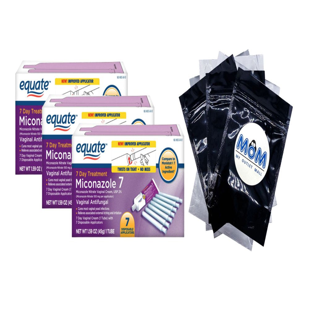 Miconazole 7-Day Vaginal Cream with Disposable Applicators - 3 Pack - 1.59Oz per Pack - plus 3 My Outlet Mall Resealable Storage Pouches