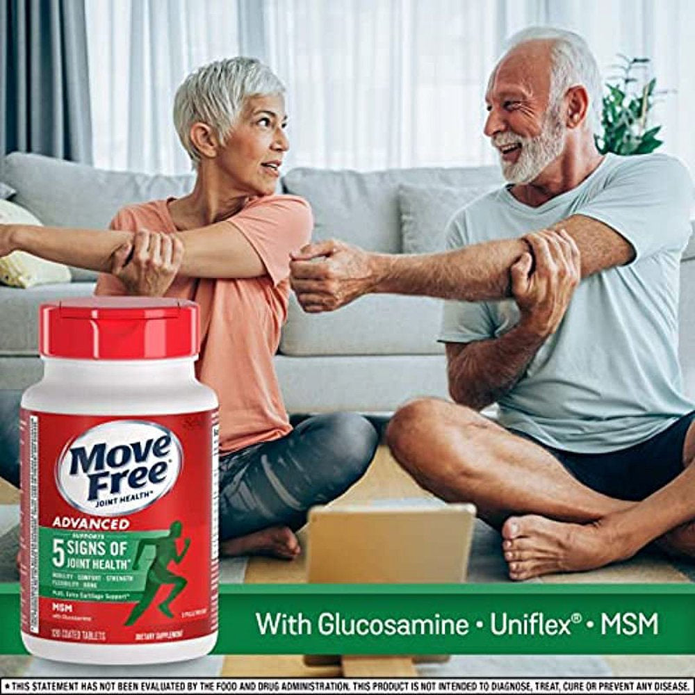 Glucosamine Chondroitin & MSM Joint Health Supplement, Move Free Advanced Joint Support Tablets for Men & Women (120Cnt Box)(3 Pack), Supports Mobility Flexibility Strength Lubrication & Comfort