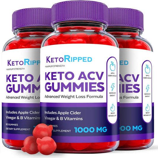 (3 Pack) Keto Ripped Keto ACV Gummies - Apple Cider Vinegar Supplement for Weight Loss - Energy & Focus Boosting Dietary Supplements for Weight Management & Metabolism - Fat Burn - 180 Gummies - Nutricity.com.au
