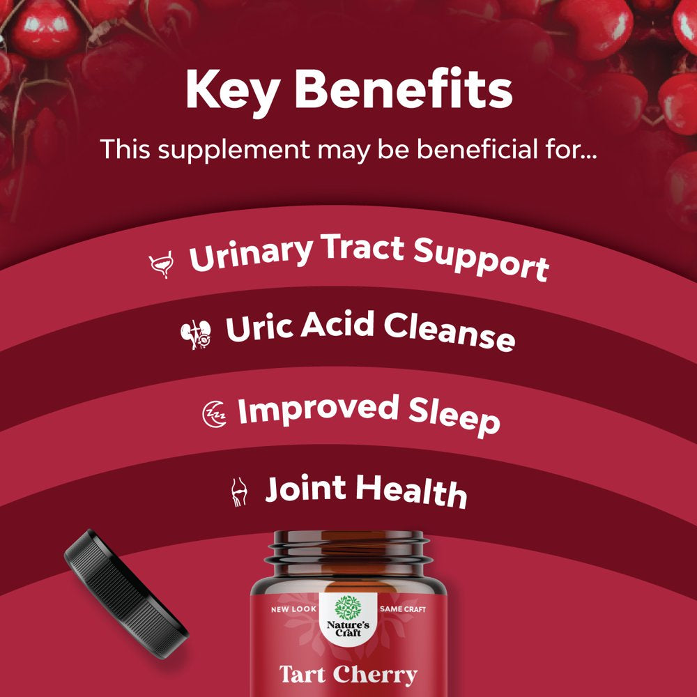 Advanced Tart Cherry Extract Capsules - Extra Strength 750Mg per Serving Equivalent Uric Acid Cleanse and Joint Support Supplement - Muscle Recovery Supplement for Uric Acid Support