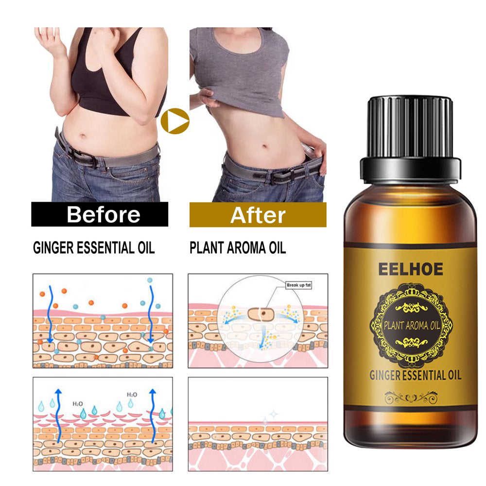 Belly Drainage Ginger Oil,Slimming Tummy Ginger Oil,Natural Drainage Ginger Oil Essential Relax Massage Liquid,Body Massage Organic Ginger Essential Oil for Swelling and Pain Relief,1 Bottle