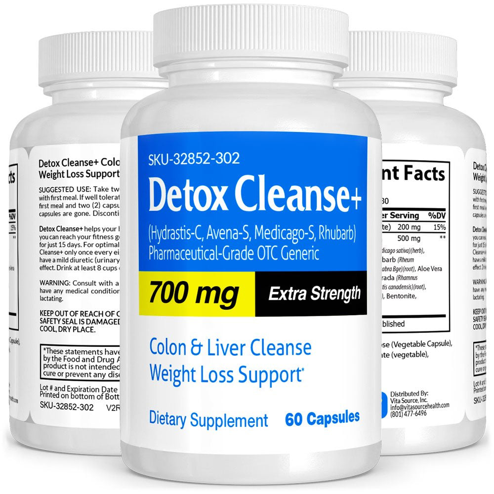 Detox Cleanse Pharmaceutical Grade OTC, Colon Cleanse, Liver Detox, 60 Ct, Vitasource