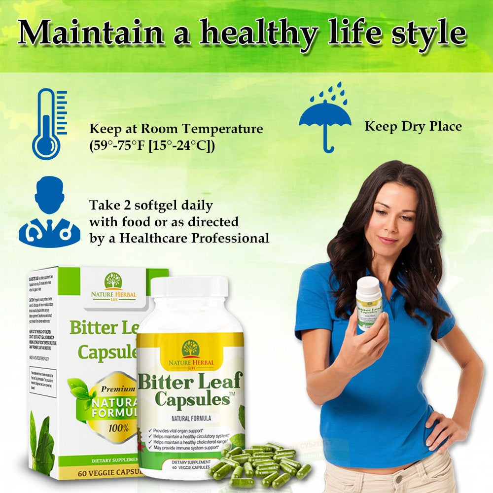 Bitter Leaf Capsule Antioxidant. Immune Booster. Vitamin C. Blood Sugar & Heart Health Support Supplement.