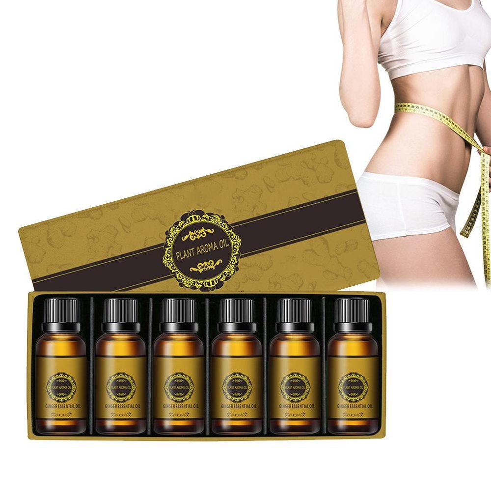 Ginger Essential Oil,Belly Drainage Ginger Oil, Lymphatic Drainage Ginger Oil, Slimming Tummy Ginger Oil, Relieves Muscle Swelling and Pain(10Ml/Bottle, 6 Bottle)