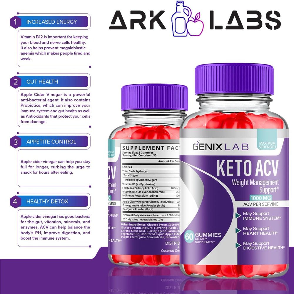 (3 Pack) Genix Lab Keto ACV Gummies - Apple Cider Vinegar Supplement for Weight Loss - Energy & Focus Boosting Dietary Supplements for Weight Management & Metabolism - Fat Burn - 180 Gummies - Nutricity.com.au