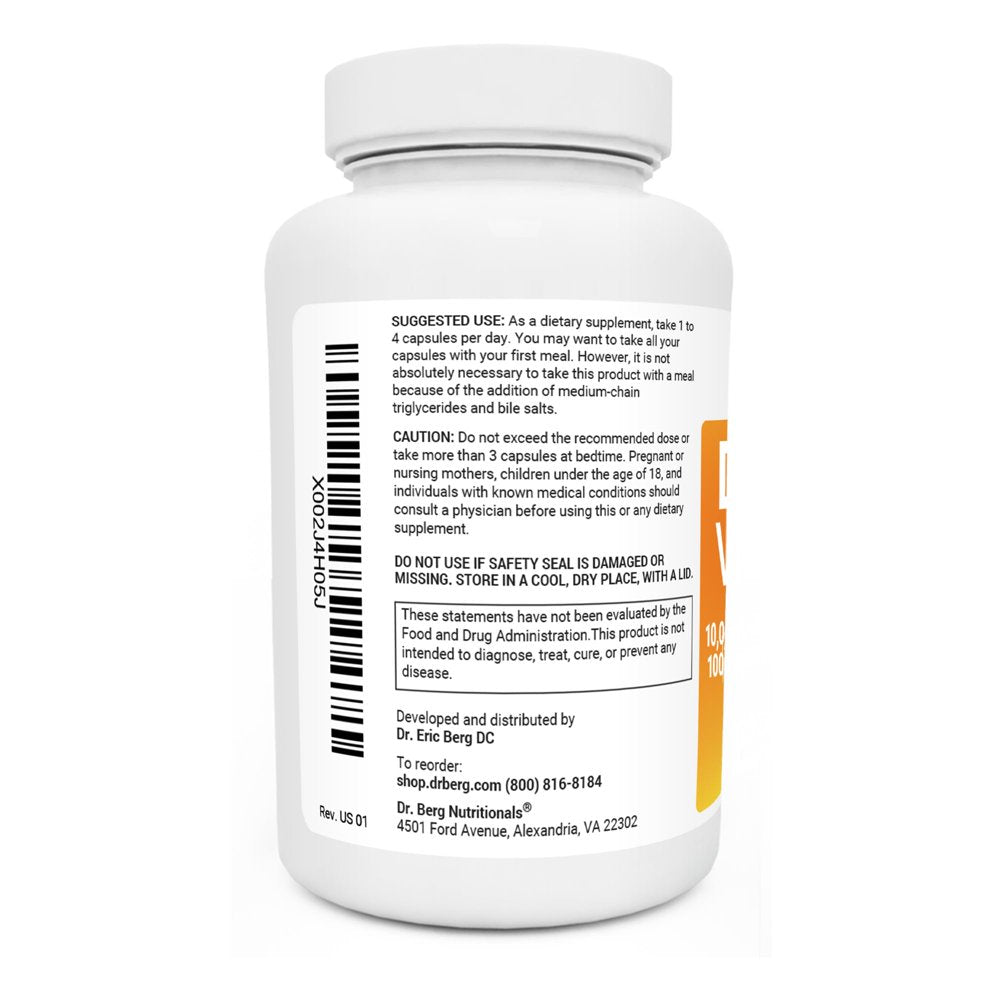 Dr. Berg D3 & K2 Vitamin Supplement for Heart and Bone Health, 120 Capsules