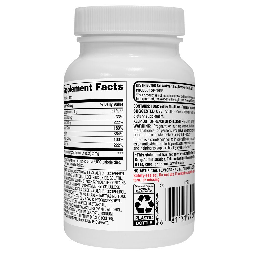 Equate Vision Formula with Lutein Tablets Dietary Supplement, 120 Count