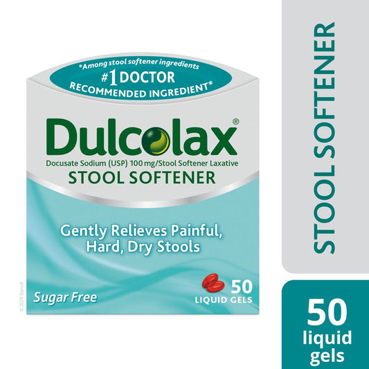 Dulcolax Stool Softener Laxative Liquid Gel Tablets for Gentle Constipation Relief 50Ct