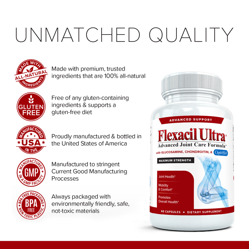 Flexacil Ultra (2-Pack) Better Joint Comfort, Flexibility with Glucosamine & Chondroitin, 60Ct Each