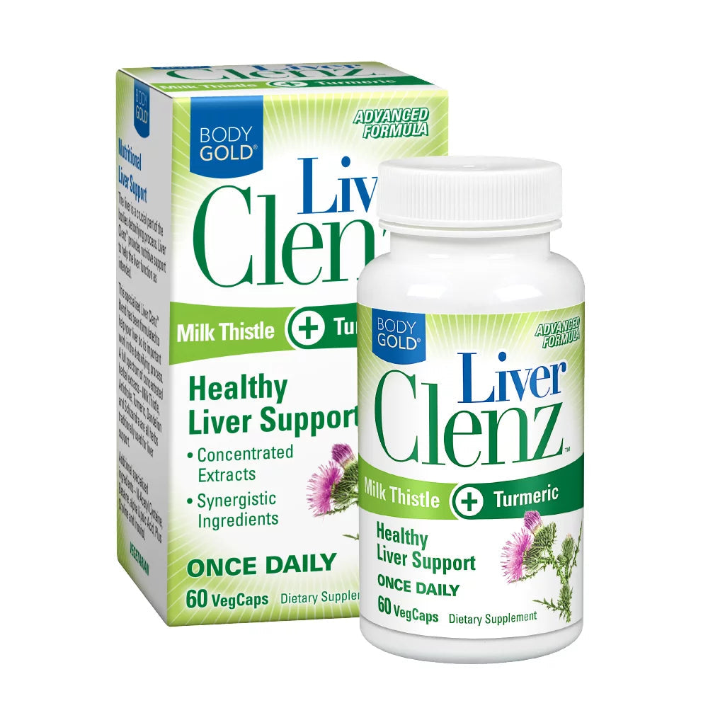 Body Gold Liver Clenz with Milk Thistle & Turmeric | Healthy Liver Detox Support | Vegetarian | 30 Servings, 60 Vegcaps