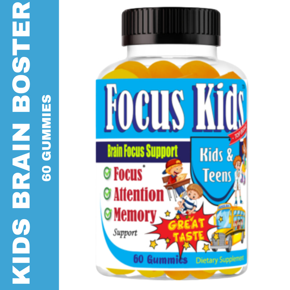 Focus Kids Kids Brain Booster Supplements Brain Focus Gummies Omega 3 for Kids Attention & Focus, Brain Booster, Memory & Concentration- 60Ct