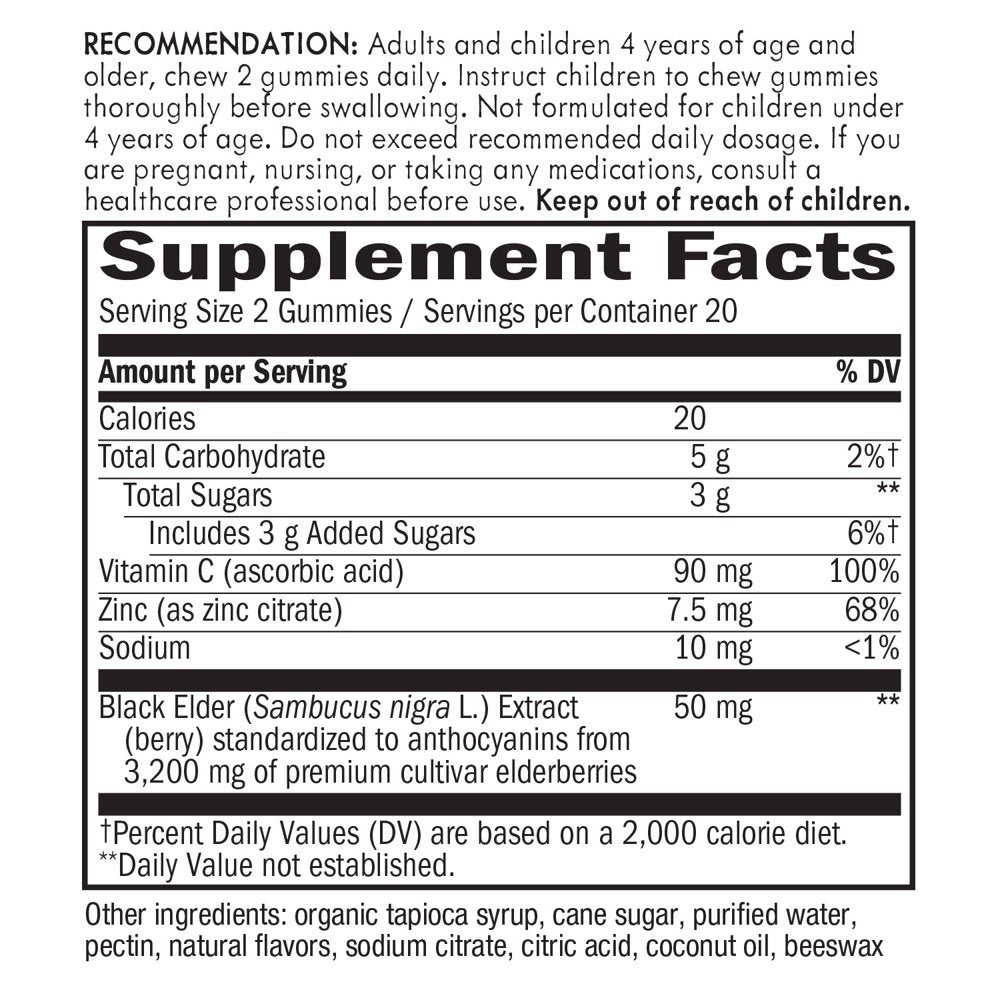 Sambucus Standardized Elderberry Gummies for Immune Support*, 40 Count