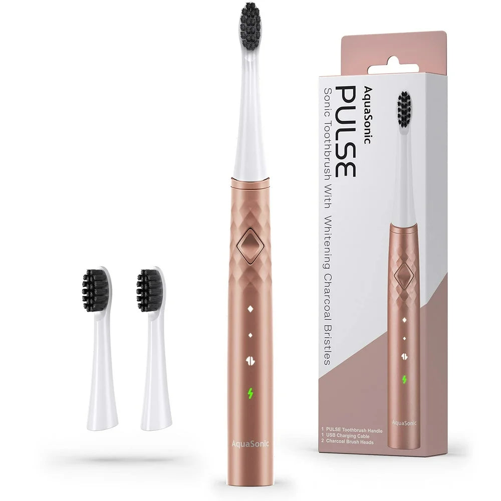 Aquasonic Pulse Ultra Du20Whitening Electric Toothbrush W Activated Charcoal Whitening Bristles Sonic Rechargeable Toothbrush 3 Modes Smart Timers Lasts 45 Days Home Travel Toothbrush