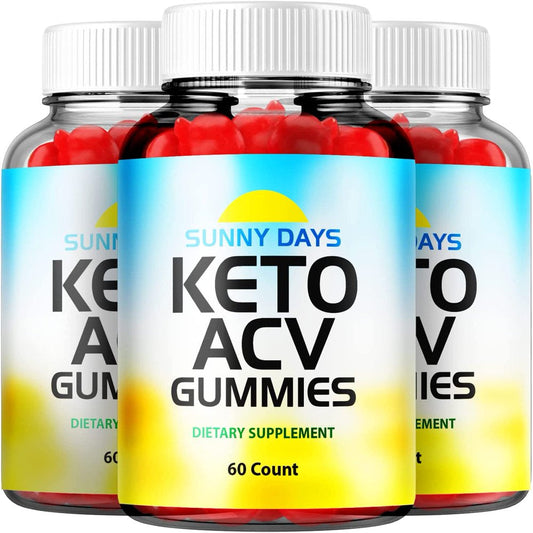 (3 Pack) Sunny Days Keto ACV Gummies - Supplement for Weight Loss - Energy & Focus Boosting Dietary Supplements for Weight Management & Metabolism - Fat Burn - 180 Gummies - Nutricity.com.au