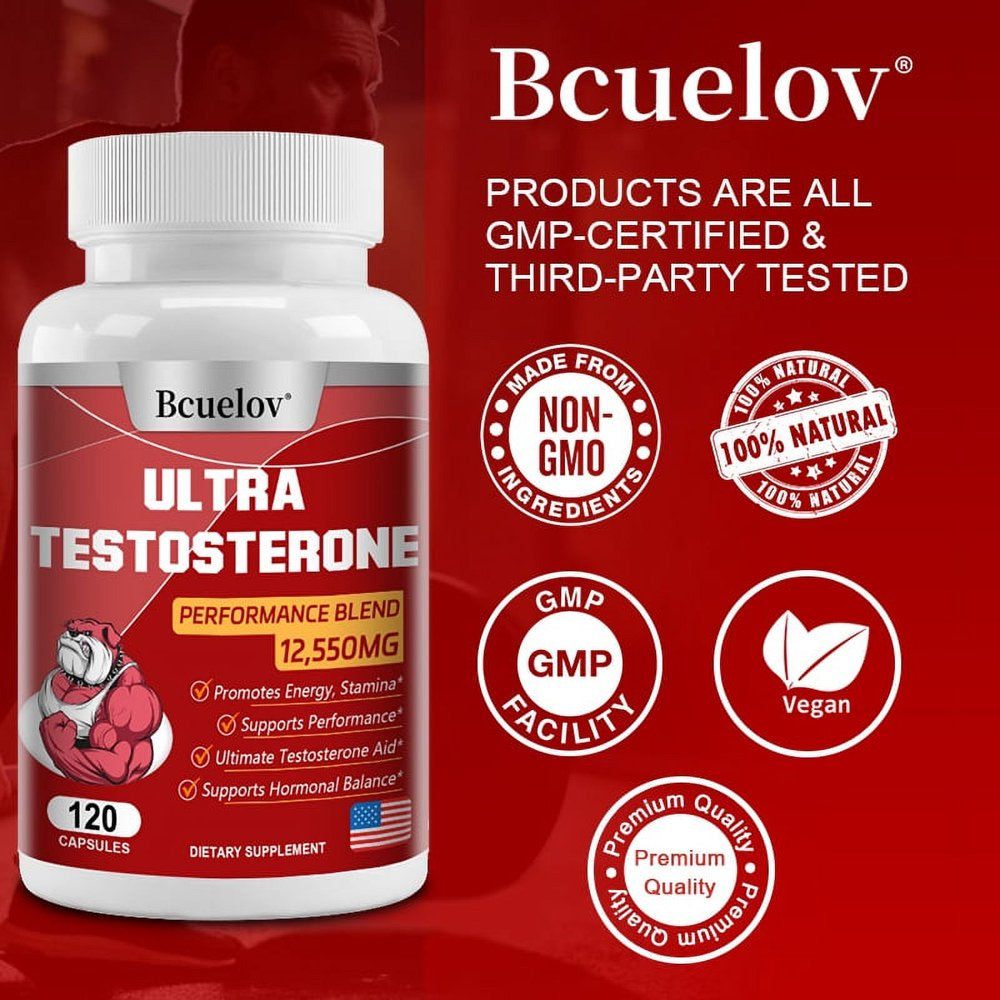 Bcuelov Men'S Test Booster - Natural Stamina, Mood & Strength Booster Testosterone Booster - 30/60/120 Capsules