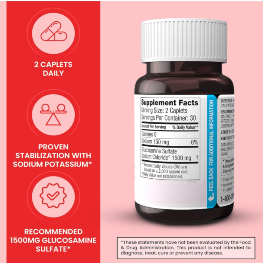 DONA Crystalline Glucosamine Sulfate, 750 Mg, Joint Supplement Pills for Knee Comfort & Joint Health Support, 750 Mg, 60 Count 3 Pack