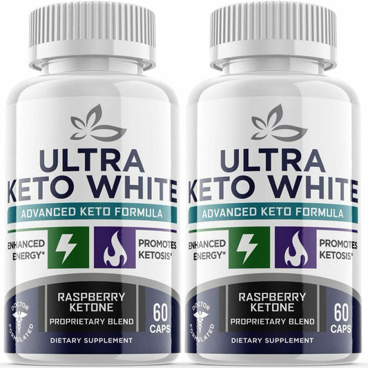 (2 Pack) Ultra Keto White - Supplement for Weight Loss - Energy & Focus Boosting Dietary Supplements for Weight Management & Metabolism - Advanced Fat Burn Raspberry Ketones Pills - 120 Capsules - Nutricity.com.au
