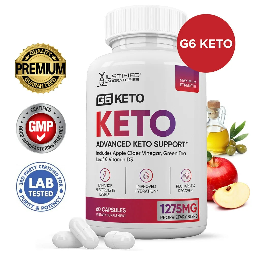 G6 Keto ACV Pills 1275Mg Alternative to Gummies Dietary Supplement 60 Capsules