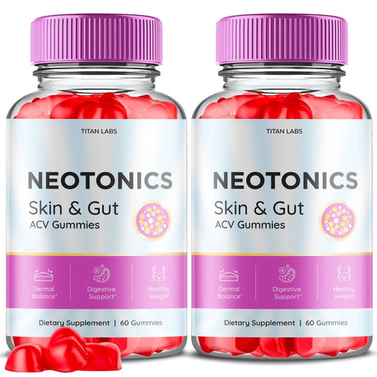 (2 Pack) Neotonics Skin and Gut ACV Gummies - Apple Cider Vinegar Supplement for Dermal Balance, Digestive Support, Healthy Weight - Dietary Supplements for Skin and Gut - 120 Gummies - Nutricity.com.au